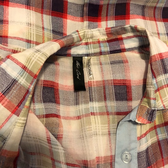 1[Uno Core] Short sleeved plaid blouse w pockets - Picture 6 of 7
